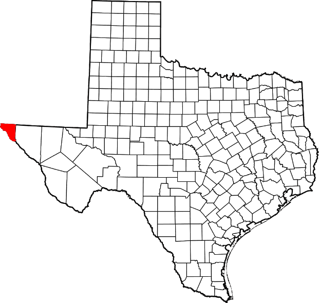 El Paso County on a map of Texas