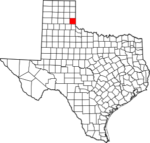 Map of Texas highlighting Collingsworth County