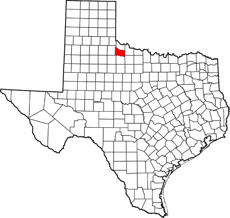Foard County on a map of Texas