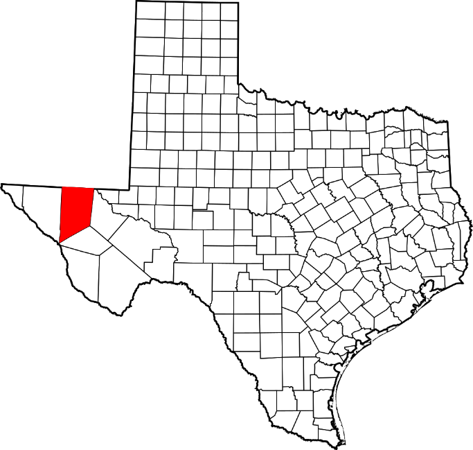 Map of Texas highlighting Culberson County